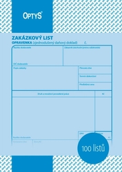 Zakázkové listy A5 100 listů opravenka OPTYS